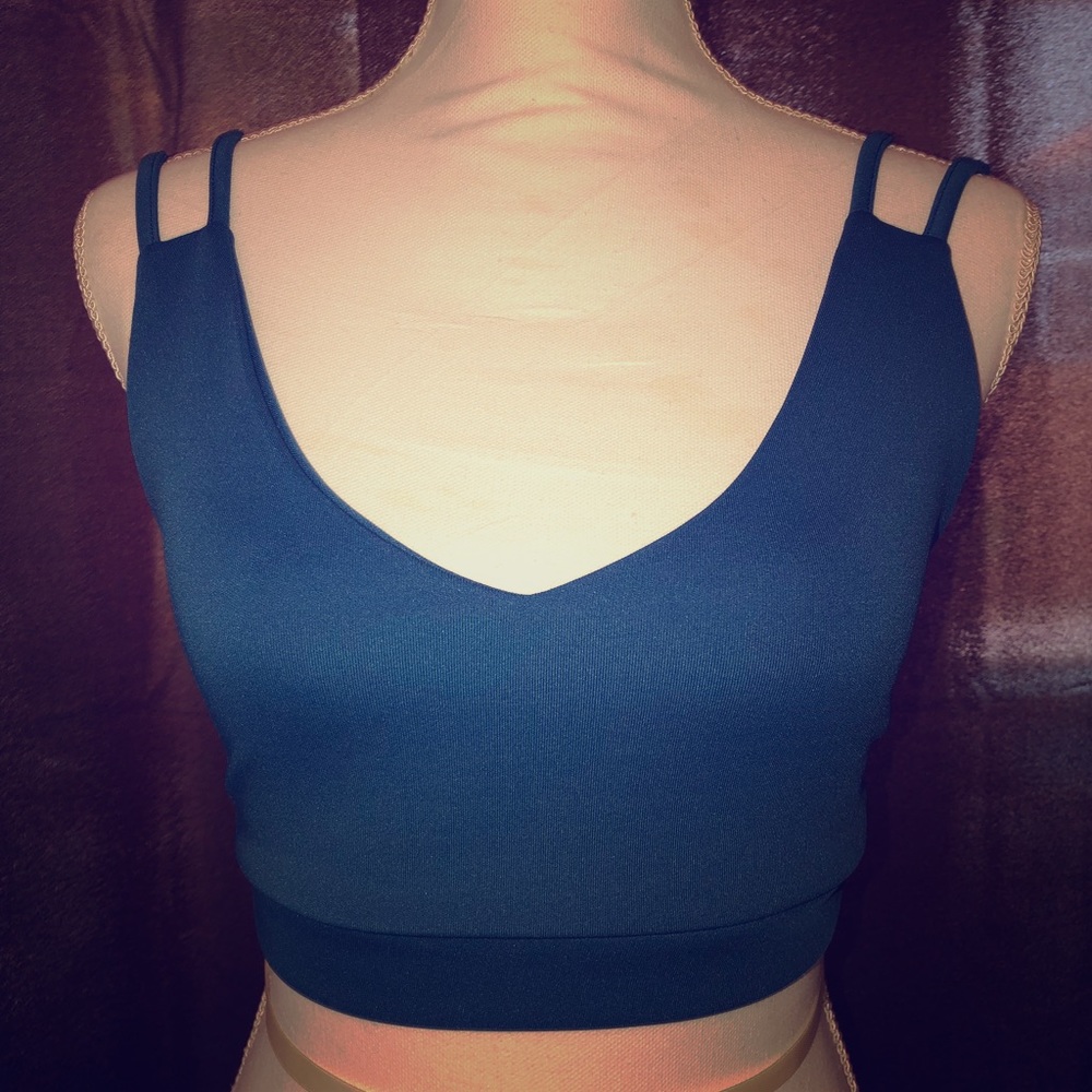 Blue crop top open back